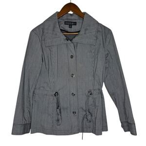 Lafayette 148 New York Women's Petite Gray Pinstripe Jacket P Adjustable Waist